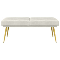 Produktbild för Dubbel-lager bänk Gräddvit 120 x 45 x 46 cm Sammet