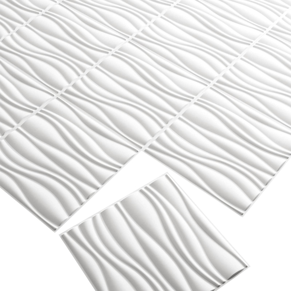 Produktbild för Väggpaneler 12 pcs 50 x 50 cm Vit Formad naturlig växtfibrer