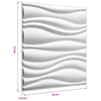 Produktbild för Väggpaneler 12 pcs 50 x 50 cm Vit Formad naturlig växtfibrer