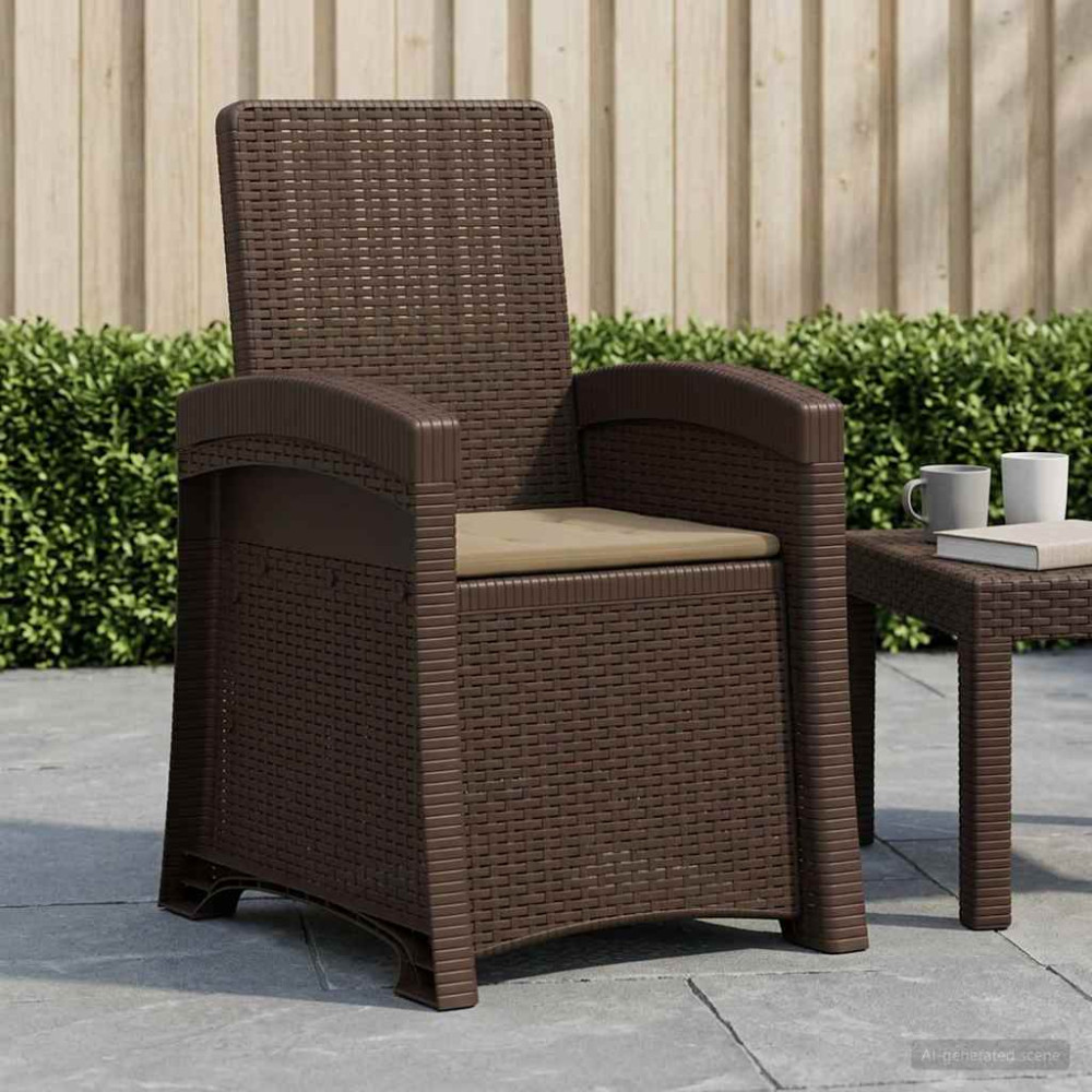Produktbild för Reclining gardenstol i rottinglook Brun och taupe PP