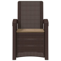 Produktbild för Reclining gardenstol i rottinglook Brun och taupe PP