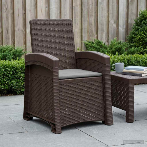 vidaXL Reclining gardenstol i rottinglook Brun och ljusgrå PP