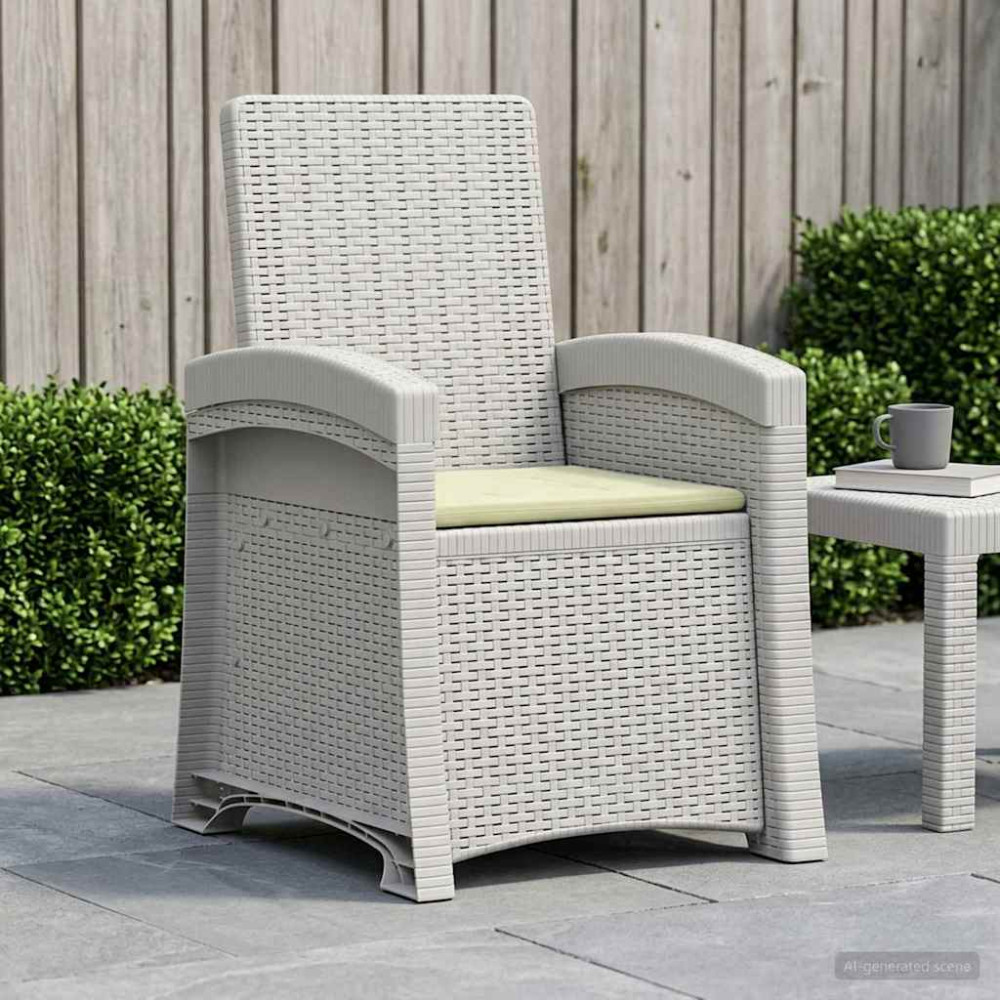Produktbild för Reclining gardenstol i rottinglook Vit och grädde PP