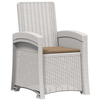 Produktbild för Reclining gardenstol i rottinglook Vit och taupe PP