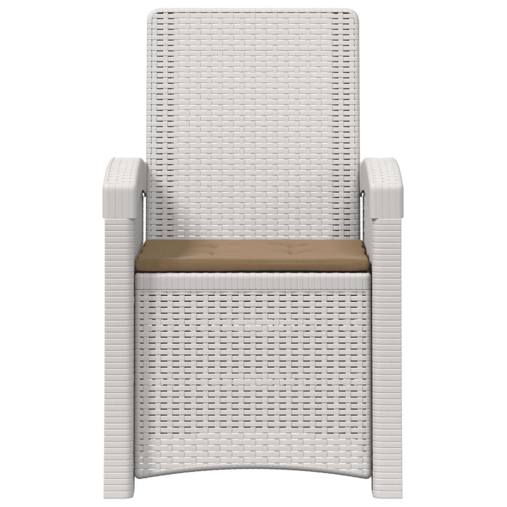 Produktbild för Reclining gardenstol i rottinglook Vit och taupe PP
