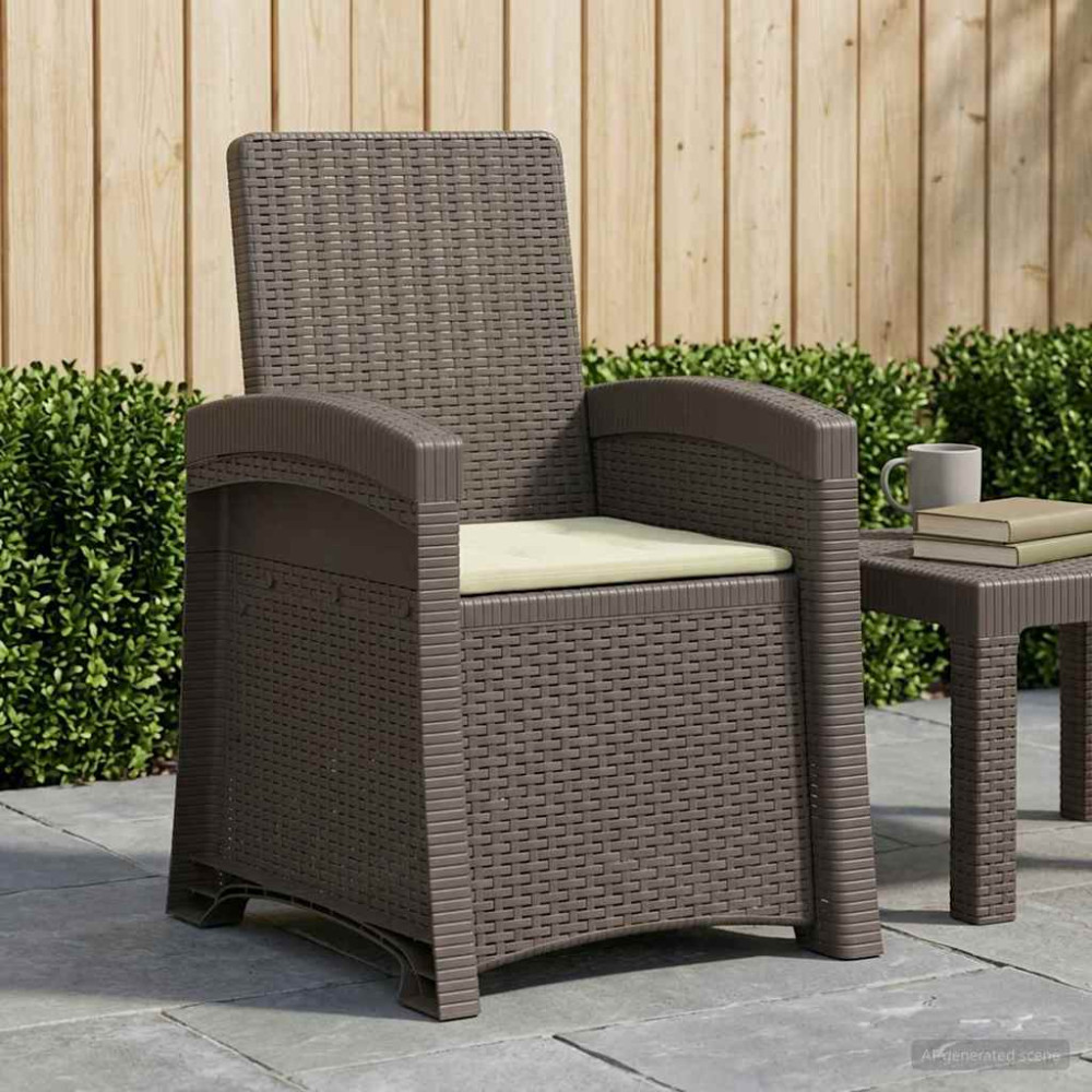 Produktbild för Reclining gardenstol i rottinglook Ljusgrå och Gräddvit PP
