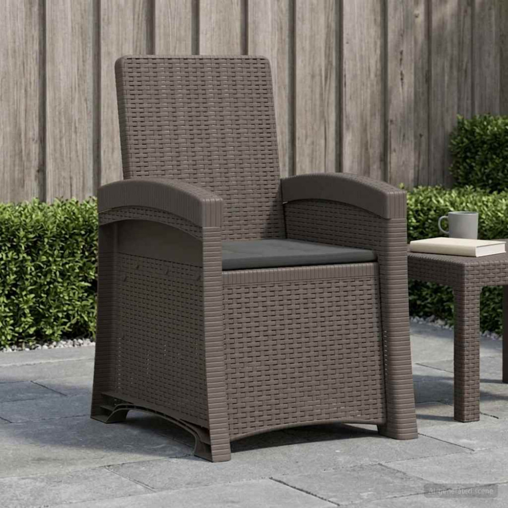 Produktbild för Reclining gardenstol i rottinglook Ljusgrå och antracit PP