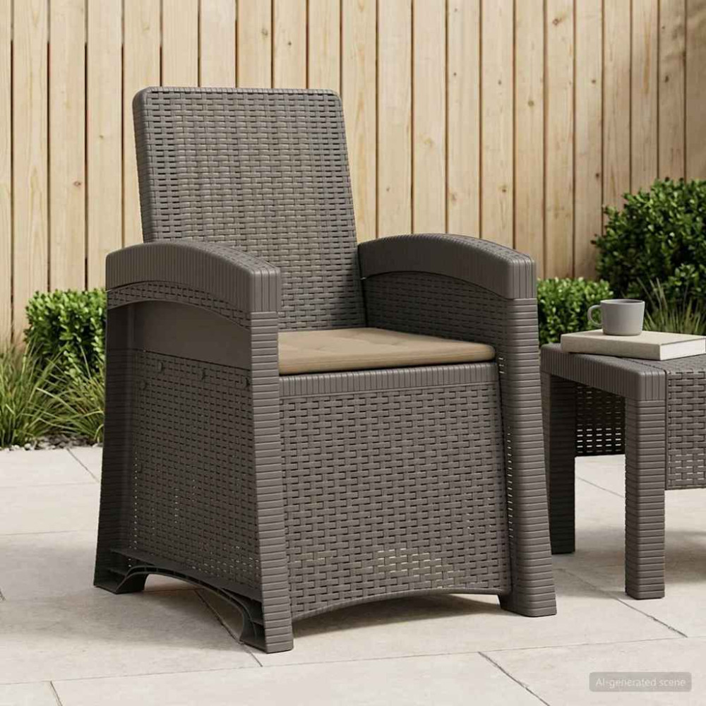 Produktbild för Reclining gardenstol i rottinglook Ljusgrå och Taupe PP