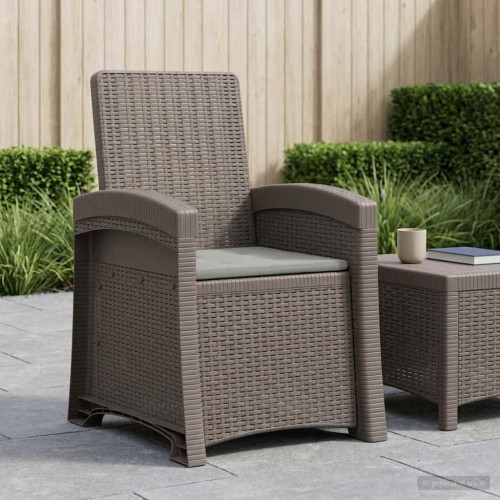 vidaXL Reclining gardenstol i rottinglook Ljusgrå PP