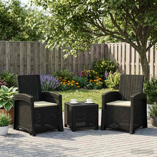 vidaXL Reclining gardenstol i rottinglook 2 pcs Antracit och gräddvit
