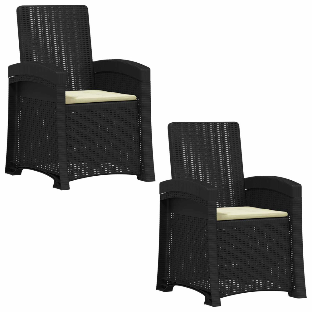 Produktbild för Reclining gardenstol i rottinglook 2 pcs Antracit och gräddvit