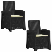 Produktbild för Reclining gardenstol i rottinglook 2 pcs Antracit och gräddvit