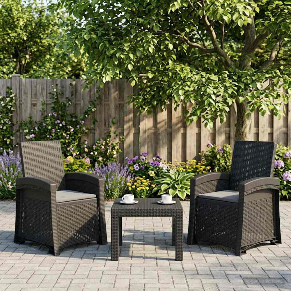 Produktbild för Reclining gardenstol i rottinglook 2 pcs Antracit PP