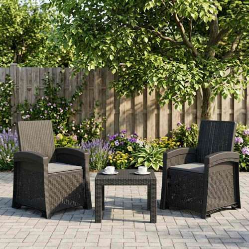 vidaXL Reclining gardenstol i rottinglook 2 pcs Antracit PP