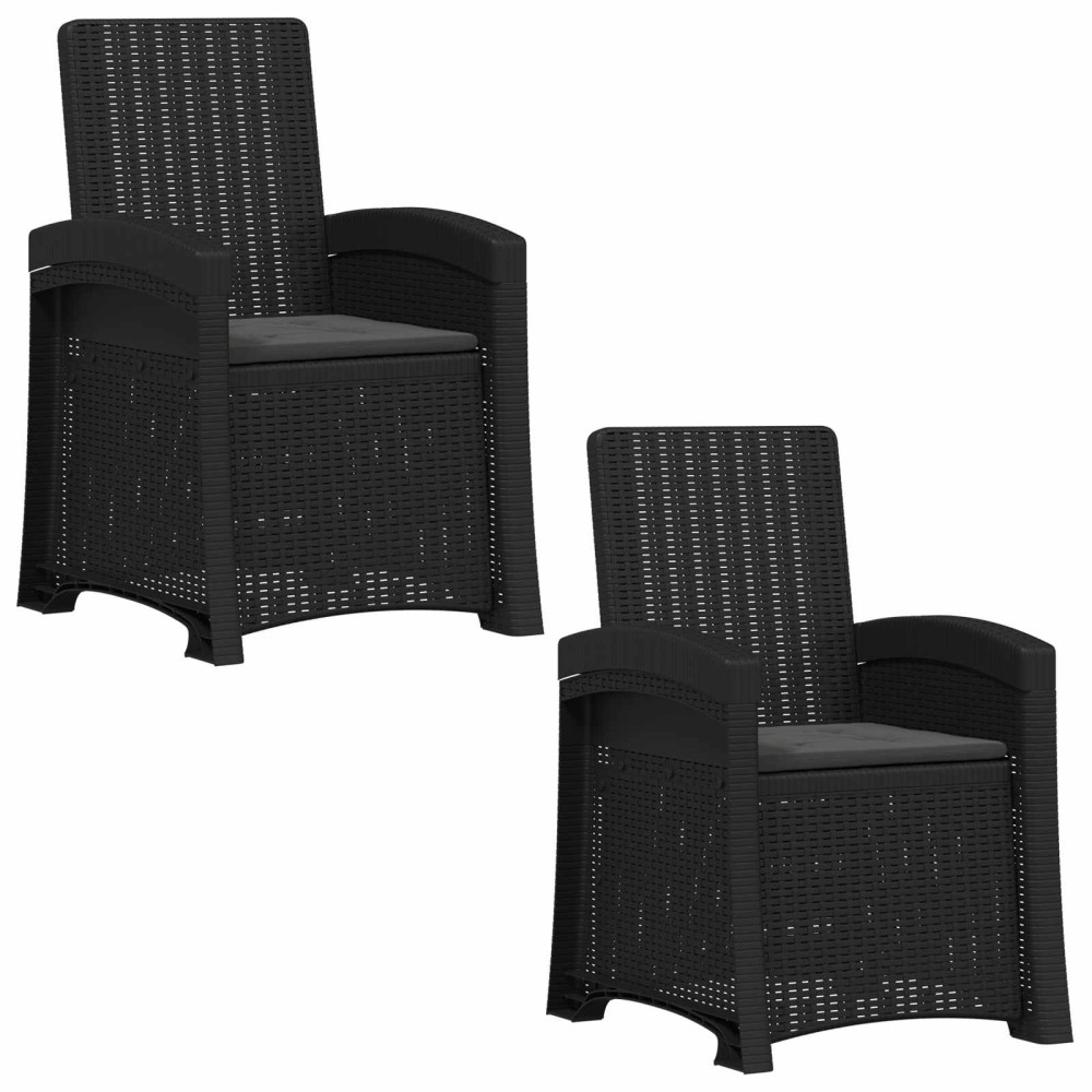 Produktbild för Reclining gardenstol i rottinglook 2 pcs Antracit PP