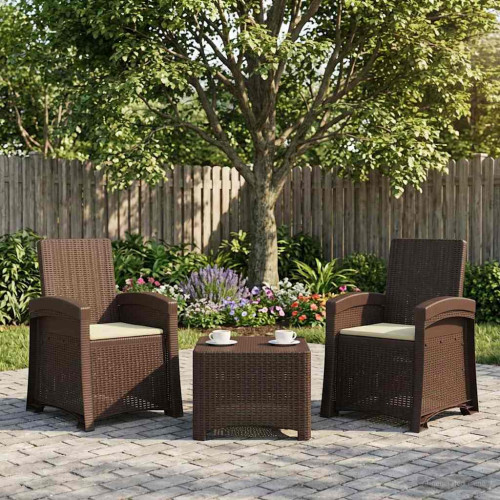 vidaXL Reclining gardenstol i rottinglook 2 pcs Brun och gräddvit PP