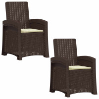 Produktbild för Reclining gardenstol i rottinglook 2 pcs Brun och gräddvit PP