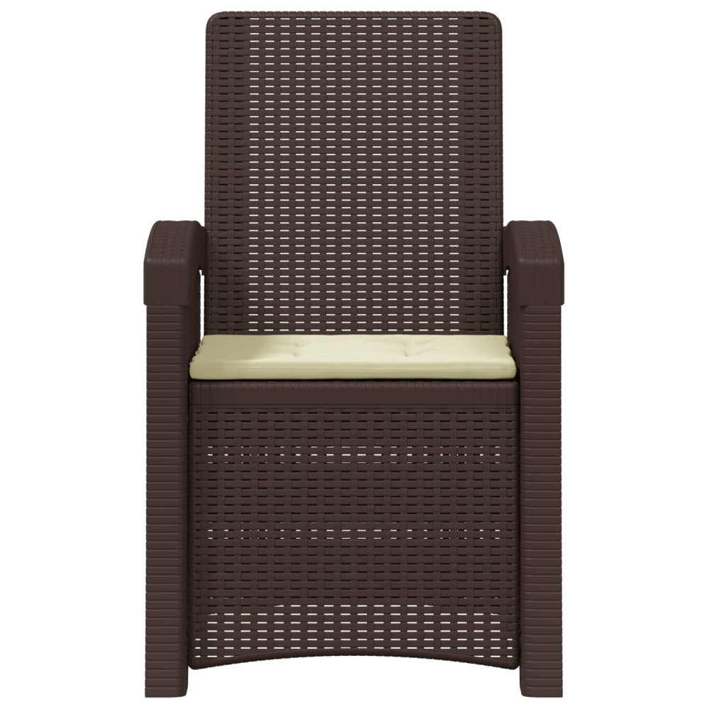 Produktbild för Reclining gardenstol i rottinglook 2 pcs Brun och gräddvit PP
