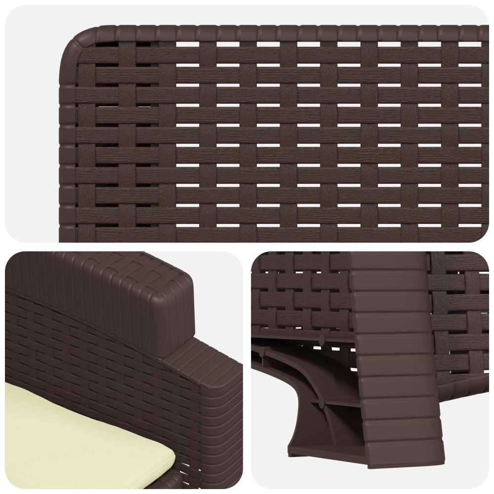 Produktbild för Reclining gardenstol i rottinglook 2 pcs Brun och gräddvit PP