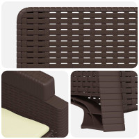 Produktbild för Reclining gardenstol i rottinglook 2 pcs Brun och gräddvit PP