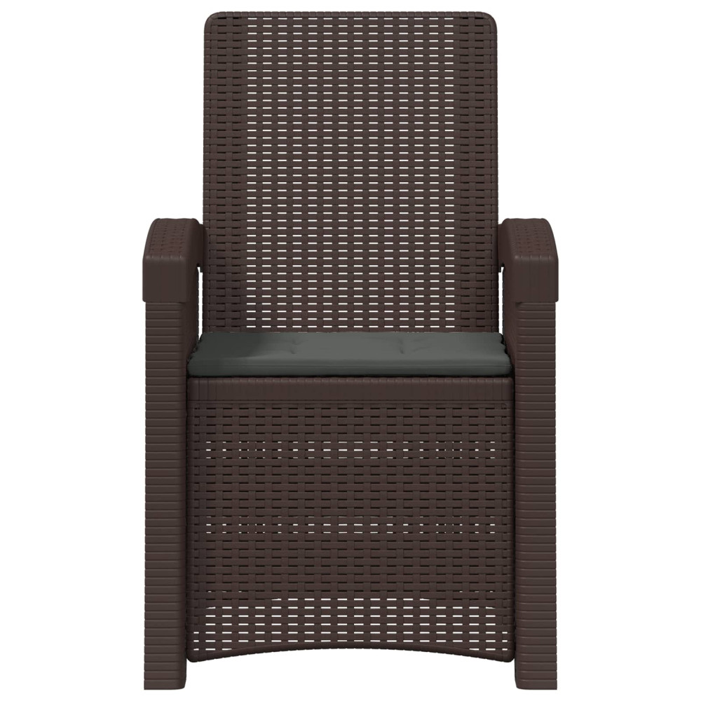 Produktbild för Reclining gardenstol i rottinglook 2 pcs Brun och antracit PP