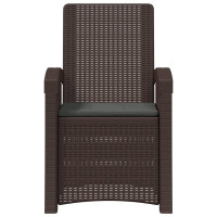 Produktbild för Reclining gardenstol i rottinglook 2 pcs Brun och antracit PP