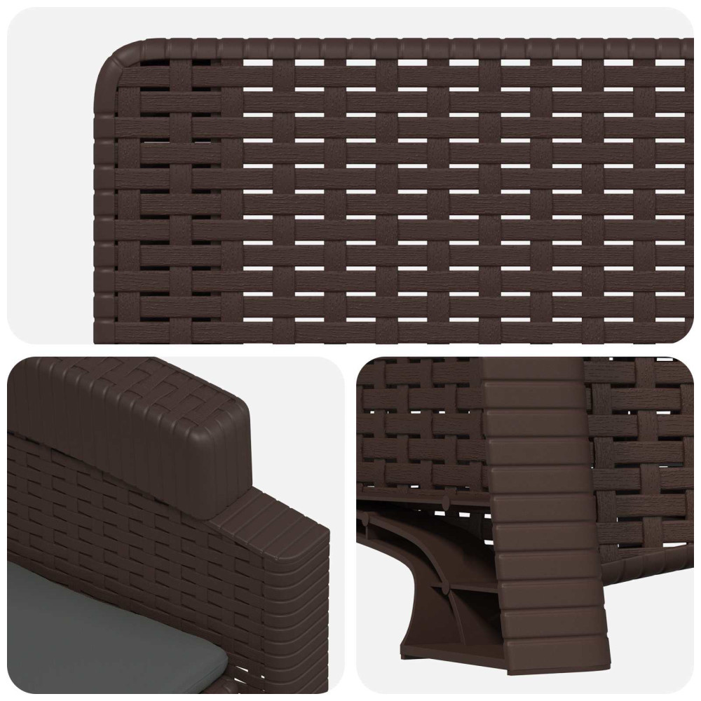 Produktbild för Reclining gardenstol i rottinglook 2 pcs Brun och antracit PP