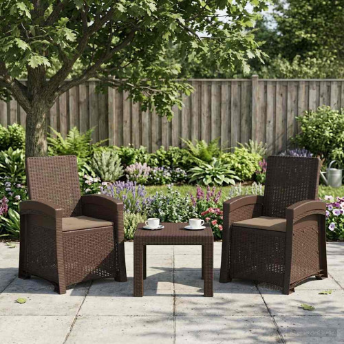 vidaXL Reclining gardenstol i rottinglook 2 pcs Brun och taupe PP