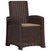 Produktbild för Reclining gardenstol i rottinglook 2 pcs Brun och taupe PP