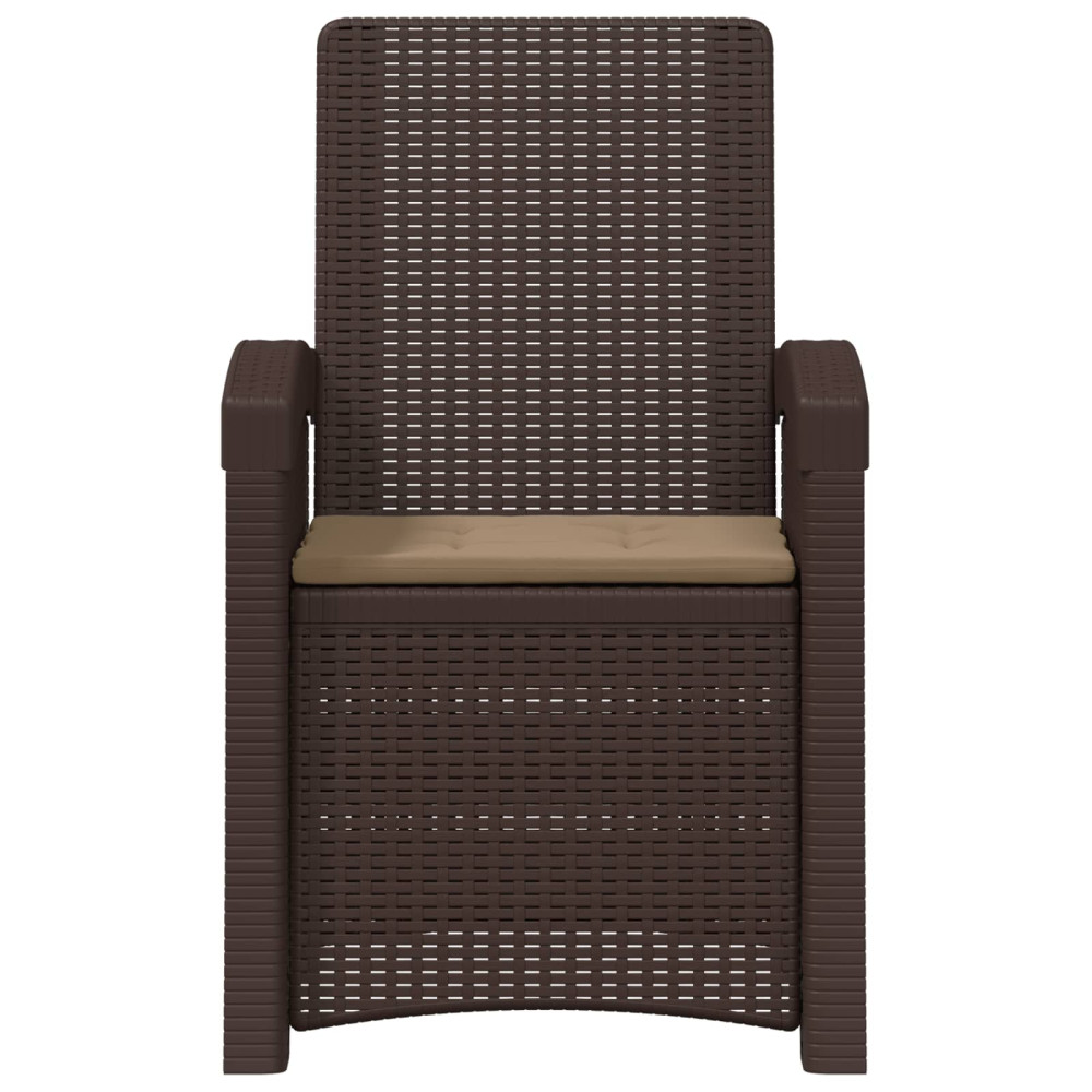 Produktbild för Reclining gardenstol i rottinglook 2 pcs Brun och taupe PP