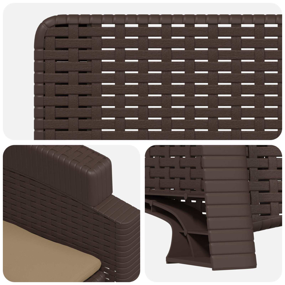 Produktbild för Reclining gardenstol i rottinglook 2 pcs Brun och taupe PP