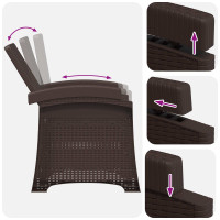 Produktbild för Reclining gardenstol i rottinglook 2 pcs Brun och taupe PP