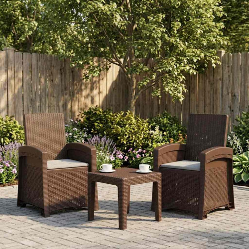 vidaXL Reclining gardenstol i rottinglook 2 pcs Brun och ljusgrå PP