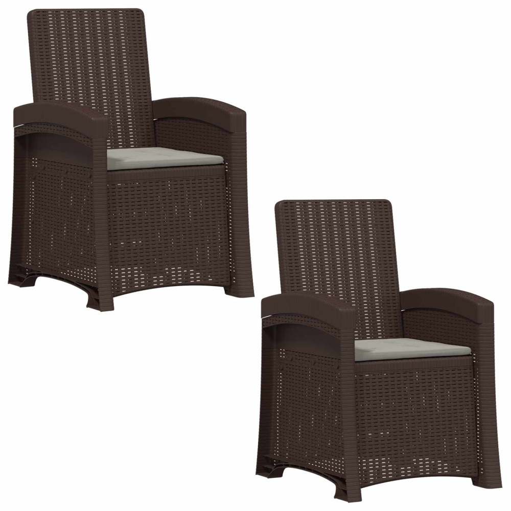 Produktbild för Reclining gardenstol i rottinglook 2 pcs Brun och ljusgrå PP
