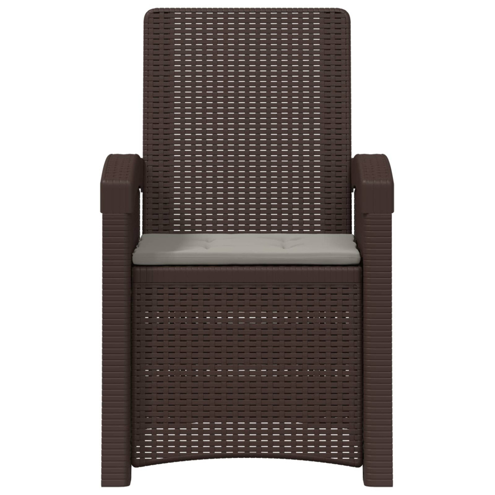 Produktbild för Reclining gardenstol i rottinglook 2 pcs Brun och ljusgrå PP
