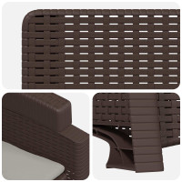 Produktbild för Reclining gardenstol i rottinglook 2 pcs Brun och ljusgrå PP