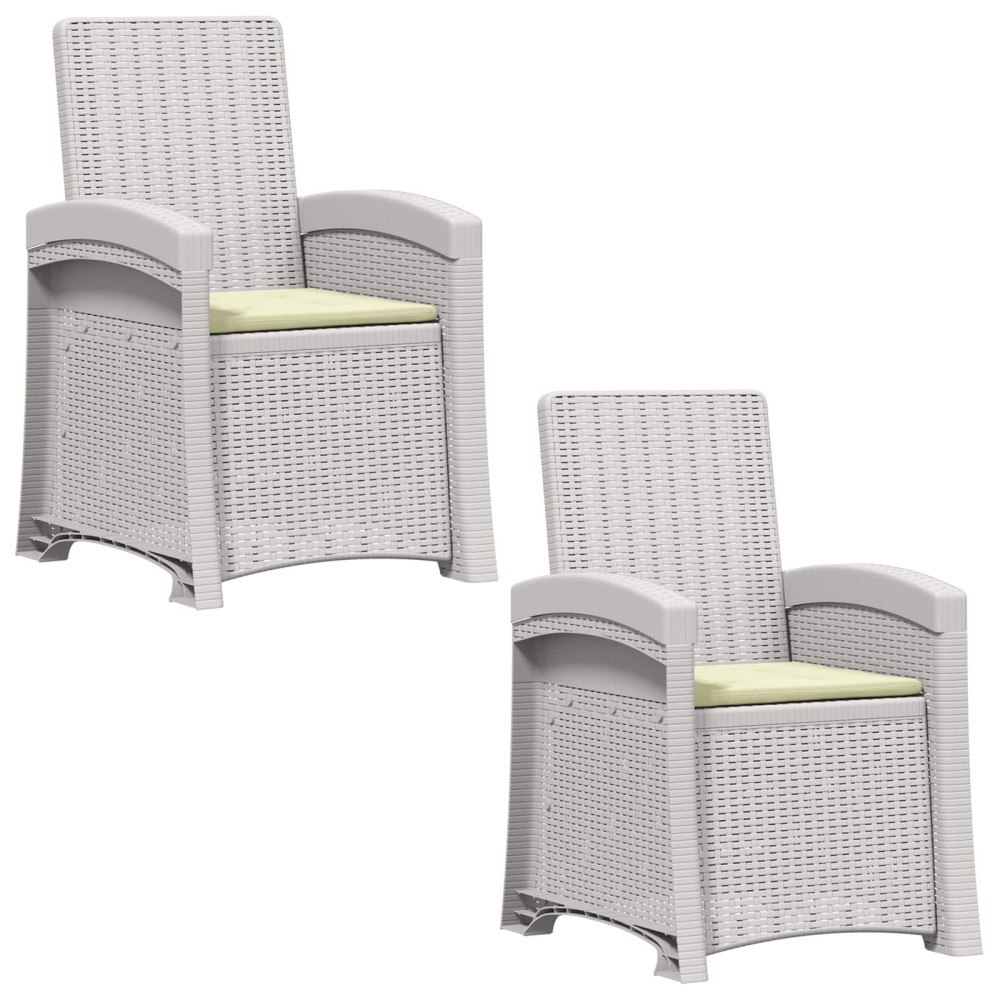 Produktbild för Reclining gardenstol i rottinglook 2 pcs Vit och grädde PP