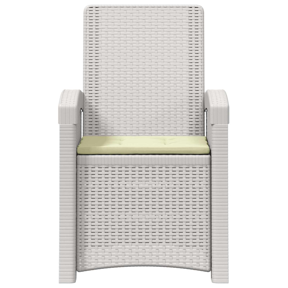 Produktbild för Reclining gardenstol i rottinglook 2 pcs Vit och grädde PP
