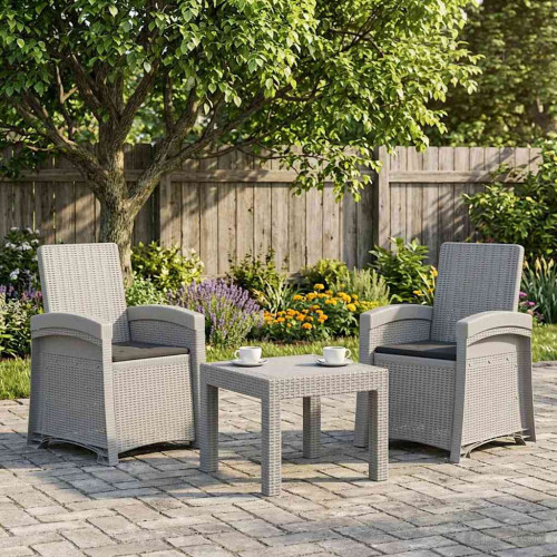 vidaXL Reclining gardenstol i rottinglook 2 pcs Vit och antracit PP