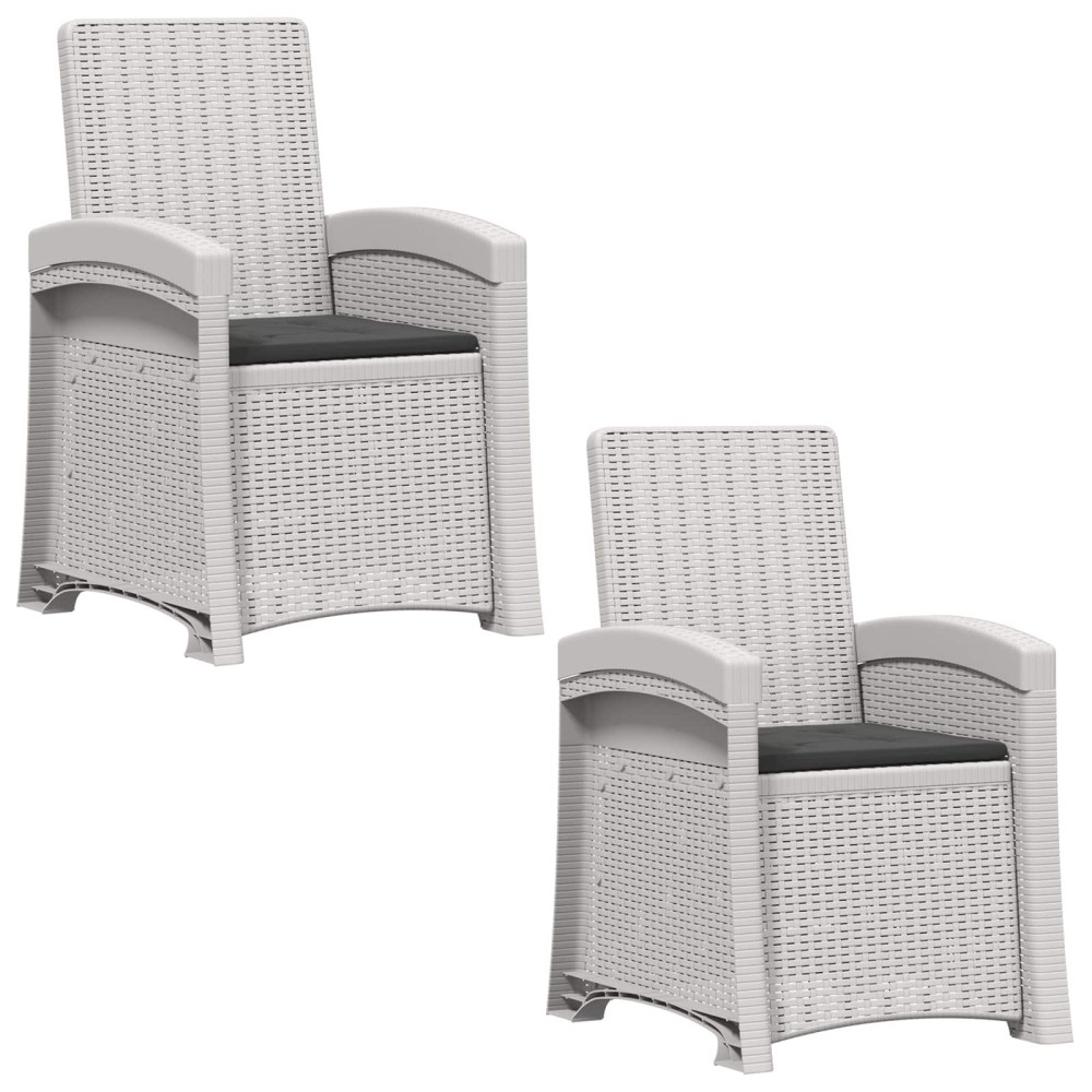 Produktbild för Reclining gardenstol i rottinglook 2 pcs Vit och antracit PP