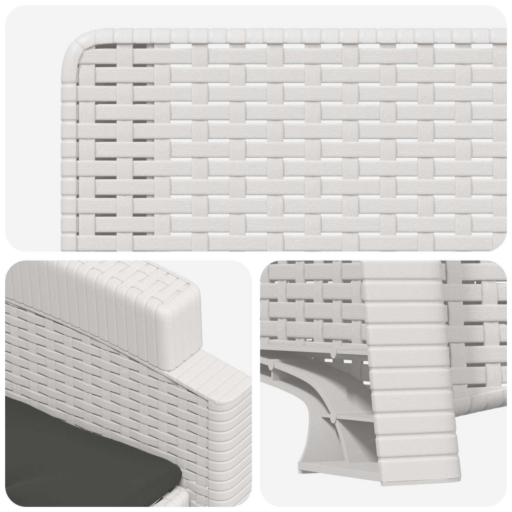 Produktbild för Reclining gardenstol i rottinglook 2 pcs Vit och antracit PP