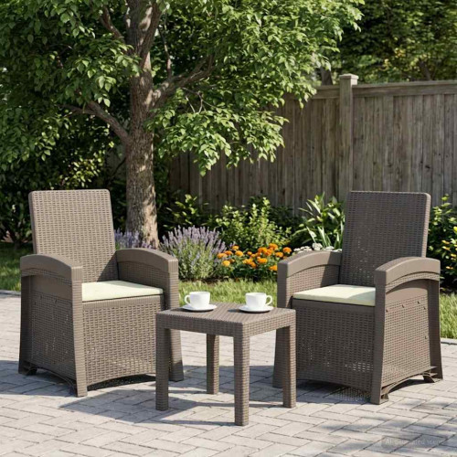 vidaXL Reclining gardenstol i rottinglook 2 pcs Ljusgrå och Gräddvit