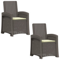 Produktbild för Reclining gardenstol i rottinglook 2 pcs Ljusgrå och Gräddvit