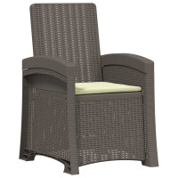 Produktbild för Reclining gardenstol i rottinglook 2 pcs Ljusgrå och Gräddvit