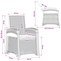 Produktbild för Reclining gardenstol i rottinglook 2 pcs Ljusgrå och Gräddvit