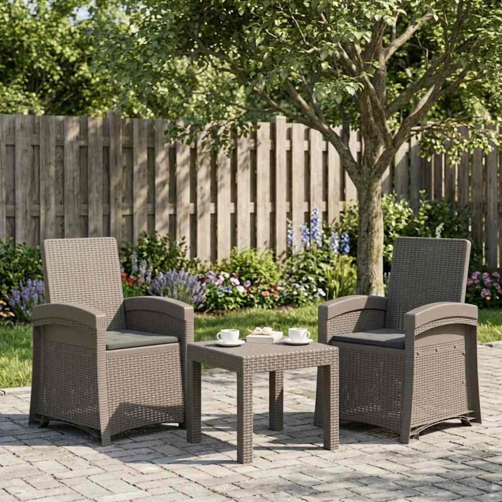 Produktbild för Reclining gardenstol i rottinglook 2 pcs Ljusgrå och antracit
