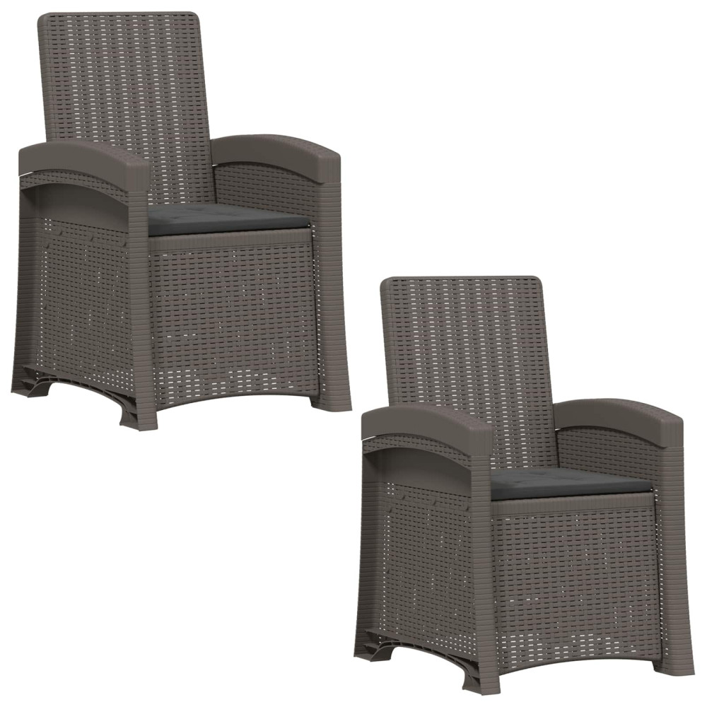 Produktbild för Reclining gardenstol i rottinglook 2 pcs Ljusgrå och antracit
