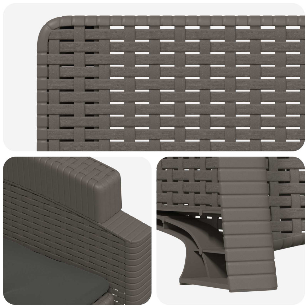 Produktbild för Reclining gardenstol i rottinglook 2 pcs Ljusgrå och antracit