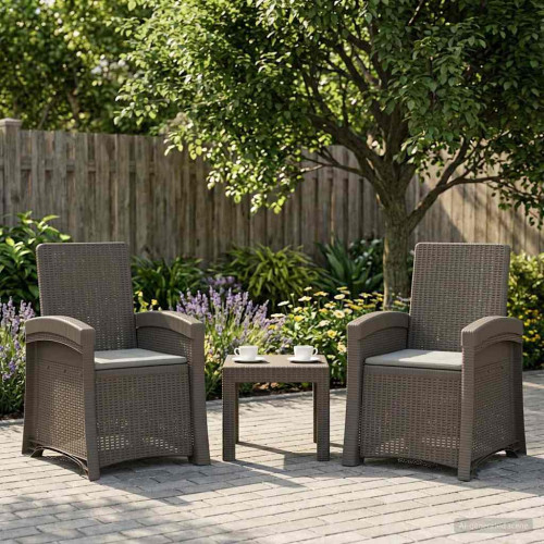 vidaXL Reclining gardenstol i rottinglook 2 pcs Ljusgrå PP