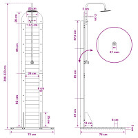 Produktbild för Utomhus Dusch 223 cm Massivt tallträ och rostfritt stål
